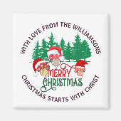 Cute Christian MERRY CHRISTMAS Mushroom Magneet (Voorkant)