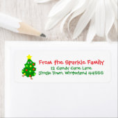 Cute Christmas Address Label with Fun Cartoon Tree (Insitu)