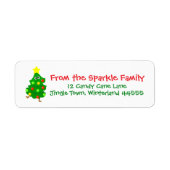 Cute Christmas Address Label with Fun Cartoon Tree (Voorkant)