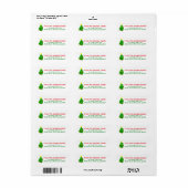 Cute Christmas Address Label with Fun Cartoon Tree (Full Sheet)
