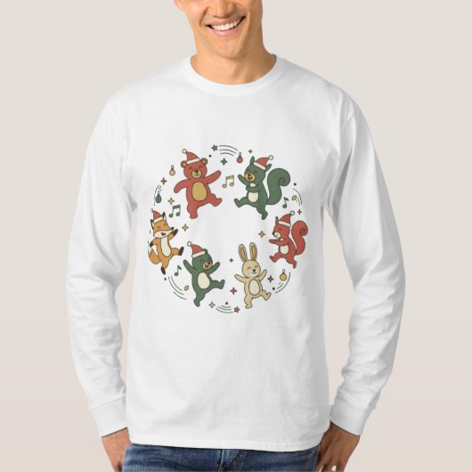 Cute Christmas Animals Dancing T-shirt (Voorkant)