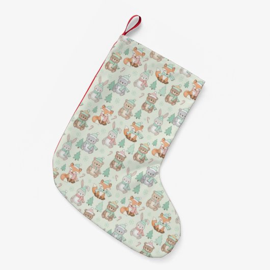 Cute Christmas Animals Seamless Pattern Kleine Kerstsok (Voorkant (Hangend))