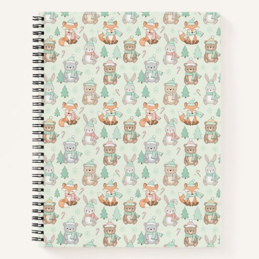 Cute Christmas Animals Seamless Pattern Notitieboek (Voorkant)