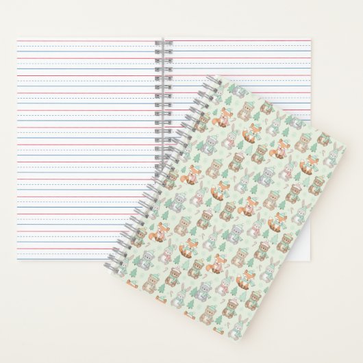 Cute Christmas Animals Seamless Pattern Notitieboek (Binnen)