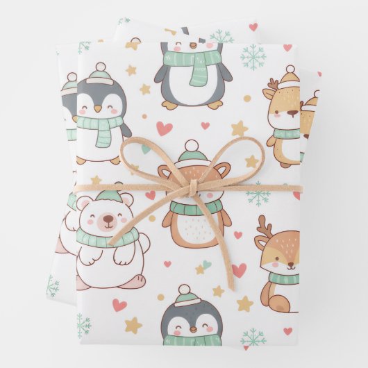 Cute Christmas Animals Wrapping Paper – Festive Ho (In situ)