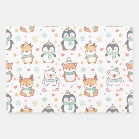 Cute Christmas Animals Wrapping Paper – Festive Ho (Voorkant)