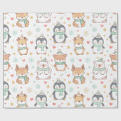 Cute Christmas Animals Wrapping Paper – Festive Ho Cadeaupapier (Vlak)