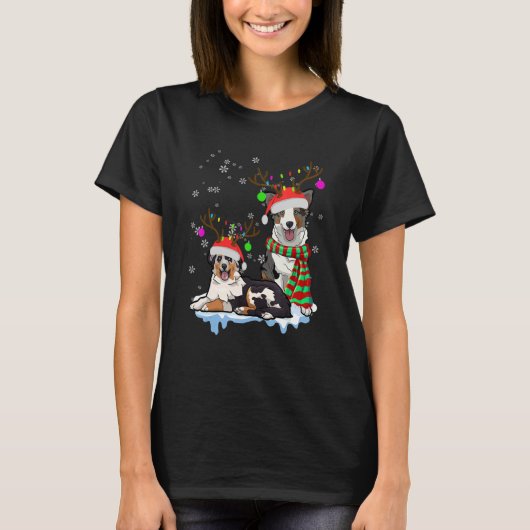 Cute Christmas Australian Shepherd Santa Hats Rein T-shirt (Voorkant)