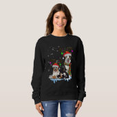 Cute Christmas Australian Shepherd Santa Hats Rein Trui (Voorkant volledig)
