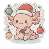 Cute Christmas Axolotl Sticker – Holiday Ornament (Voorkant)