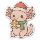 Cute Christmas Axolotl Sticker Kawaii Gingerbreard (Voorkant)