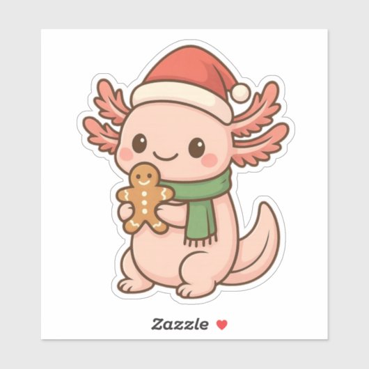 Cute Christmas Axolotl Sticker Kawaii Gingerbreard (Vel)