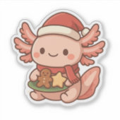 Cute Christmas Axolotl Sticker | Kawaii Holiday  (Voorkant)