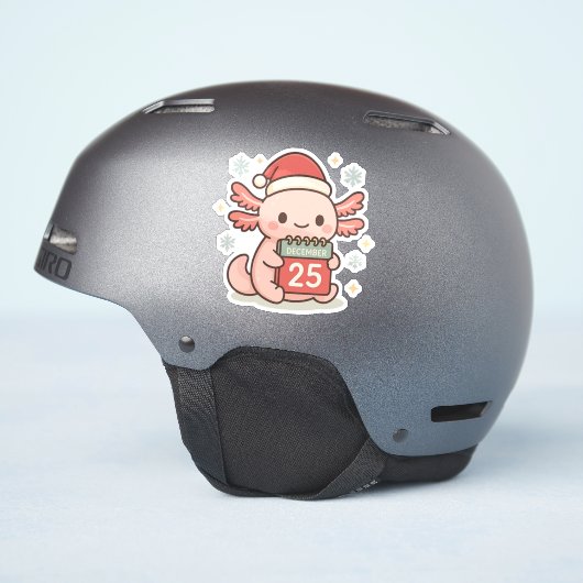 Cute Christmas Axolotl Sticker Kawaii Holiday (Helm Zijkant)