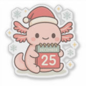 Cute Christmas Axolotl Sticker Kawaii Holiday (Voorkant)