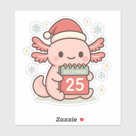 Cute Christmas Axolotl Sticker | Kawaii Holiday  (Vel)