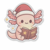 Cute Christmas Axolotl Sticker | Kawaii Magic Book (Voorkant)