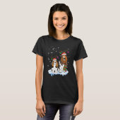 Cute Christmas Basset Hound Santa Hats Reindeer Do T-shirt (Voorkant volledig)