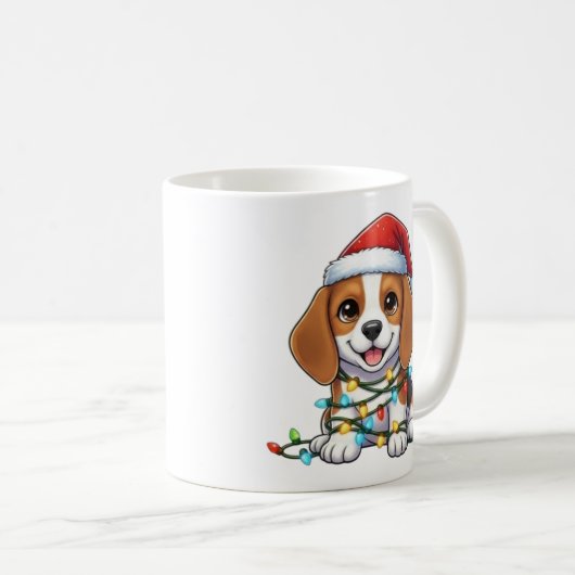 Cute Christmas Beagle Mug Koffiemok (Voorkant rechts)