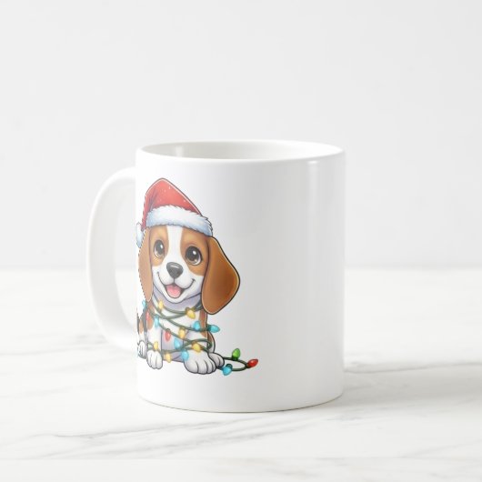 Cute Christmas Beagle Mug Koffiemok (Voorkant links)