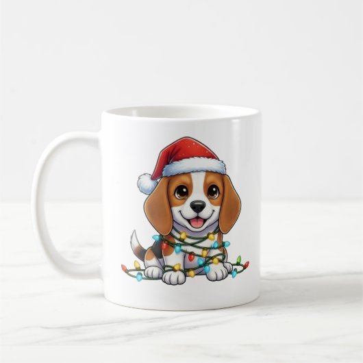 Cute Christmas Beagle Mug Koffiemok (Links)