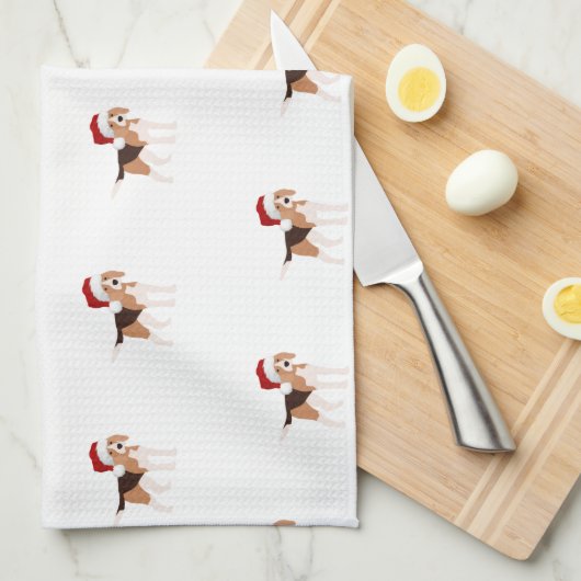 Cute Christmas Beagle  Theedoek (Quarter Fold)