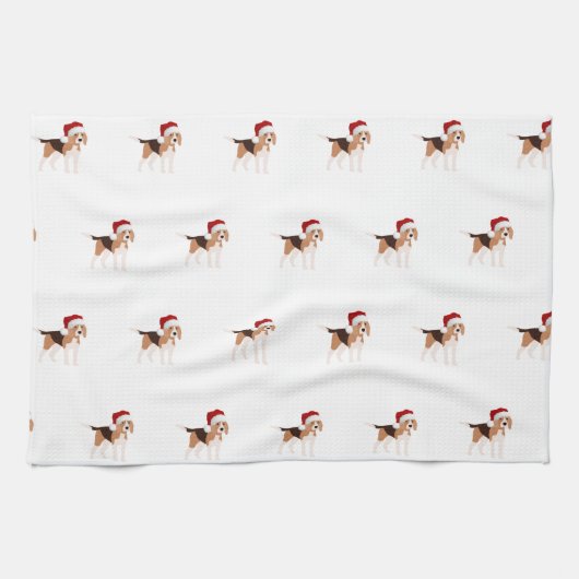 Cute Christmas Beagle  Theedoek (Horizontaal)