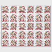 Cute Christmas Bear and Snowflakes Baby Shower Cadeaupapier (Vlak)