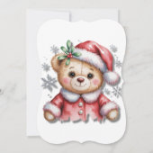 Cute Christmas Bear and Snowflakes Baby Shower Kaart (Achterkant)