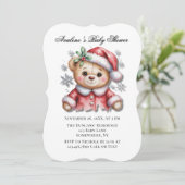 Cute Christmas Bear and Snowflakes Baby Shower Kaart (Staand voorkant)