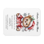 Cute Christmas Bear and Snowflakes Baby Shower Magneet (Horizontaal)
