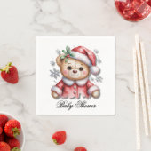 Cute Christmas Bear and Snowflakes Servet (Insitu)