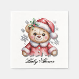 Cute Christmas Bear and Snowflakes Servet