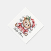 Cute Christmas Bear and Snowflakes Servet (Hoek)