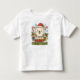 Cute Christmas Bear Illustration Kinder Shirts
