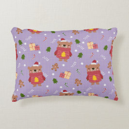 Cute Christmas Bear Pattern | Cozy Holiday Winter  Accent Kussen