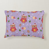 Cute Christmas Bear Pattern | Cozy Holiday Winter  Accent Kussen (Achterkant)