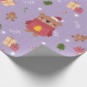 Cute Christmas Bear Pattern | Cozy Holiday Winter  Cadeaupapier (Hoek)