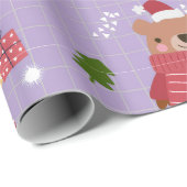 Cute Christmas Bear Pattern | Cozy Holiday Winter  Cadeaupapier (Rol Hoek)