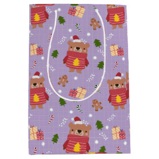 Cute Christmas Bear Pattern | Cozy Holiday Winter  Medium Cadeauzakje