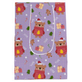 Cute Christmas Bear Pattern | Cozy Holiday Winter  Medium Cadeauzakje (Achterkant)