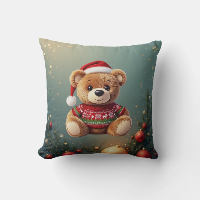 Cute Christmas Bear Pillow Kussen (Voorkant)