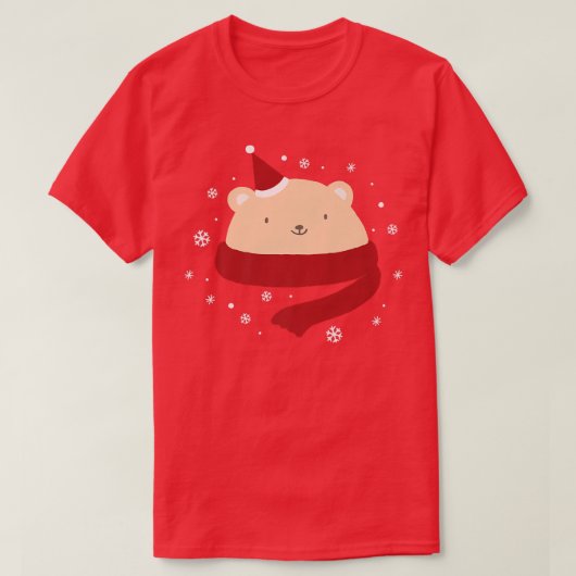 Cute Christmas Bear Winter Snow New Year Premium T-shirt (Design voorkant)