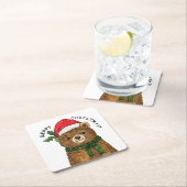 Cute christmas bear with santa hat kartonnen onderzetters (Insitu)