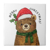Cute christmas bear with santa hat tegeltje (Voorkant)