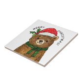 Cute christmas bear with santa hat tegeltje (Zijkant)