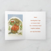 Cute Christmas Beaver Kids Feestdagen Kaart (Binnen)