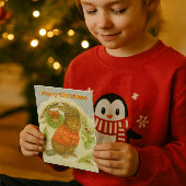 Cute Christmas Beaver Kids  Feestdagen Kaart