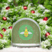 Cute Christmas Bee and Poinsettia Flowers Sneeuwbol (Kerstmis)