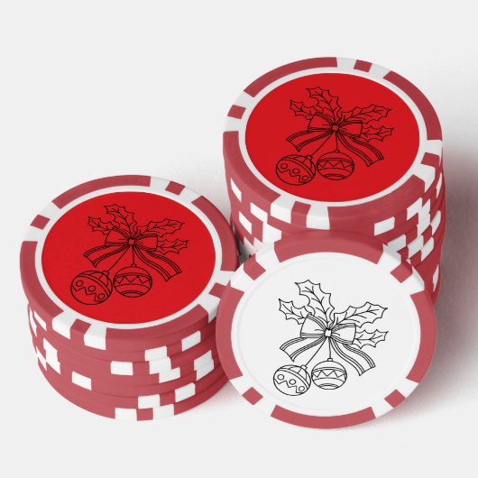 Cute Christmas bell Line Art Poker Chips (Opstapeling)